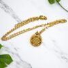 Colar aromaterapia flor da vida dourado com almofadas laváveis