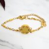 Pulseira Difusora de Aromaterapia Flor da Vida Dourada – Aço Inoxidável Elegante