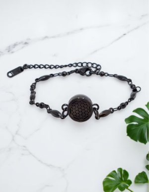 pulseira para óleos essenciais da flor da vida preta