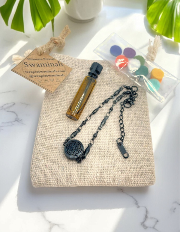 Pulseira para óleos essenciais -Flor da Vida preta