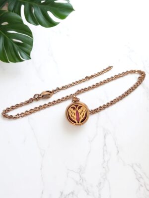 Colar difusor de óleos essenciais asas de anjo rose gold