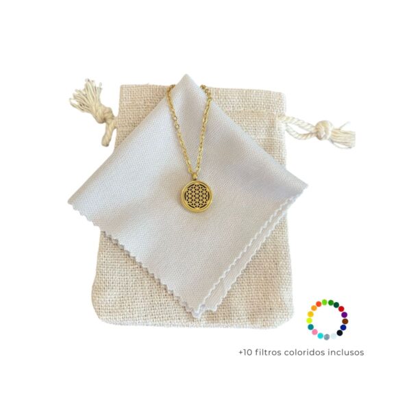 Colar Difusor Flor da vida Dourado – Aço Inoxidável